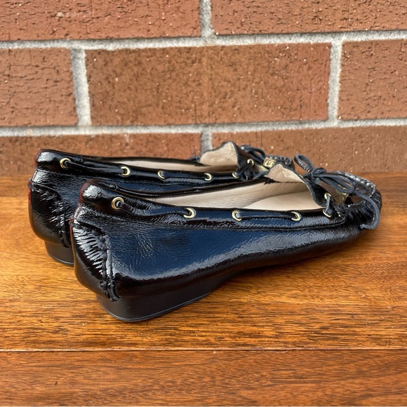 Michael Kors Amber Boat Shoe Black Patent Leather Loafers Driving Moc Womens 8 - Picture 3 of 14